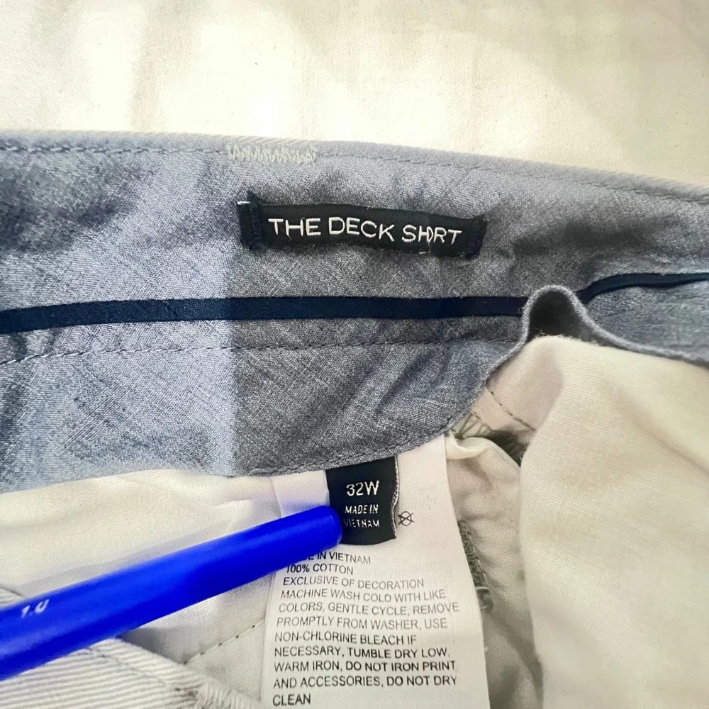 Nautica Deck Shorts Mens Light Grey Cotton Chino Shorts 32W Nautical Preppy